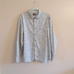 UNTUCKit Clune Gray Off Wht Floral Button Down Long Sleeve Button Down Shirt 3XL